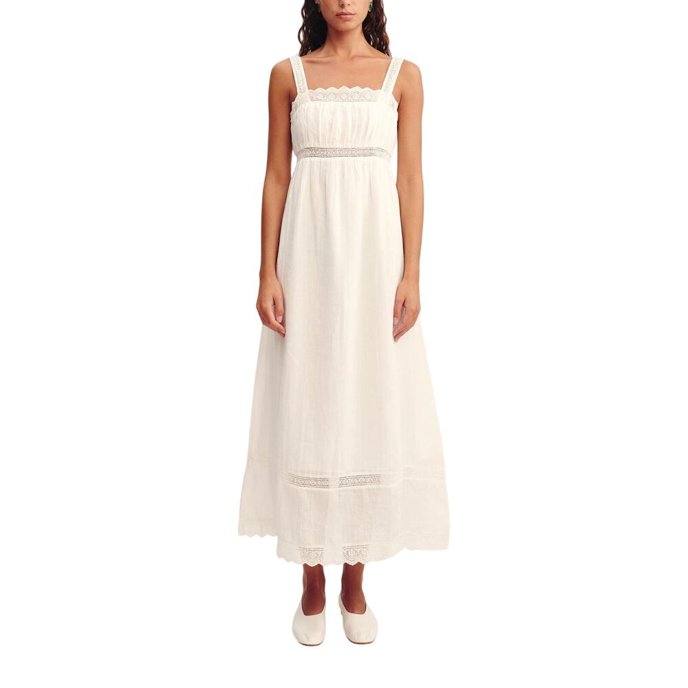 The Posse Lace Trimmed White Grace Maxi Dress Size XL NWT